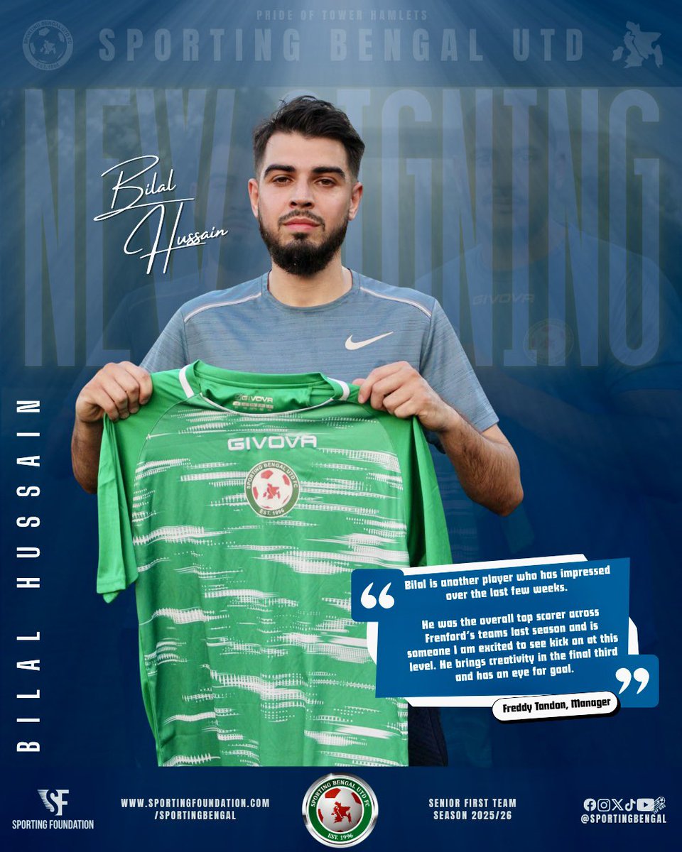 🚨 𝗡𝗘𝗪 𝗦𝗜𝗚𝗡𝗜𝗡𝗚 | Bilal

Joining from Frenford, <a href="/BH10_/">BH10</a> has an eye for goal and brings us creativity in the final third. 

Excited to see Bilal in action at Mile End Stadium this season.💥

🟢🔴