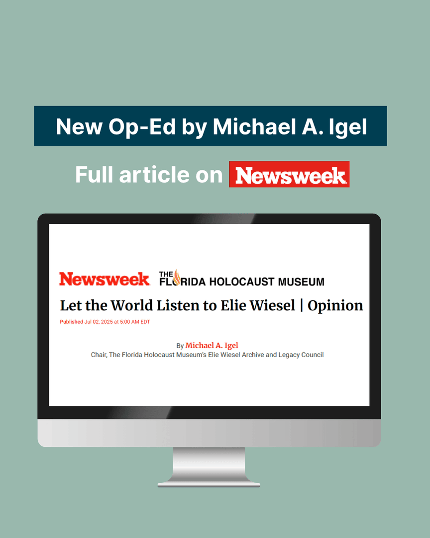 FLHolocaustMus's tweet image. Let the World Listen to Elie Wiesel
Today, Newsweek published a powerful op-ed written by Michael A. Igel, Board Member and Chair of Elie Wiesel Archive and Legacy Council at The Florida Holocaust Museum.
In a time of rising antisemitism and increasing distortion of Holocaust…