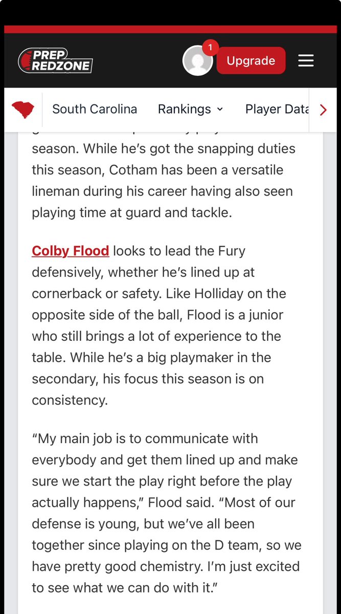 Colby Flood (@colbyflood_) on Twitter photo Thankful for the write up <a href="/PrepRedzoneSC/">Prep Redzone South Carolina</a>. Excited to see what our team can do this season. <a href="/iguerin/">Ian Guerin</a> <a href="/FuryBoosters/">Fury_Boosters</a> <a href="/FIHSfootball44/">Fountain Inn High School Football</a> <a href="/CoachBNichols/">Brett Nichols</a> Thankful for the write up <a href="/PrepRedzoneSC/">Prep Redzone South Carolina</a>. Excited to see what our team can do this season. <a href="/iguerin/">Ian Guerin</a> <a href="/FuryBoosters/">Fury_Boosters</a> <a href="/FIHSfootball44/">Fountain Inn High School Football</a> <a href="/CoachBNichols/">Brett Nichols</a>