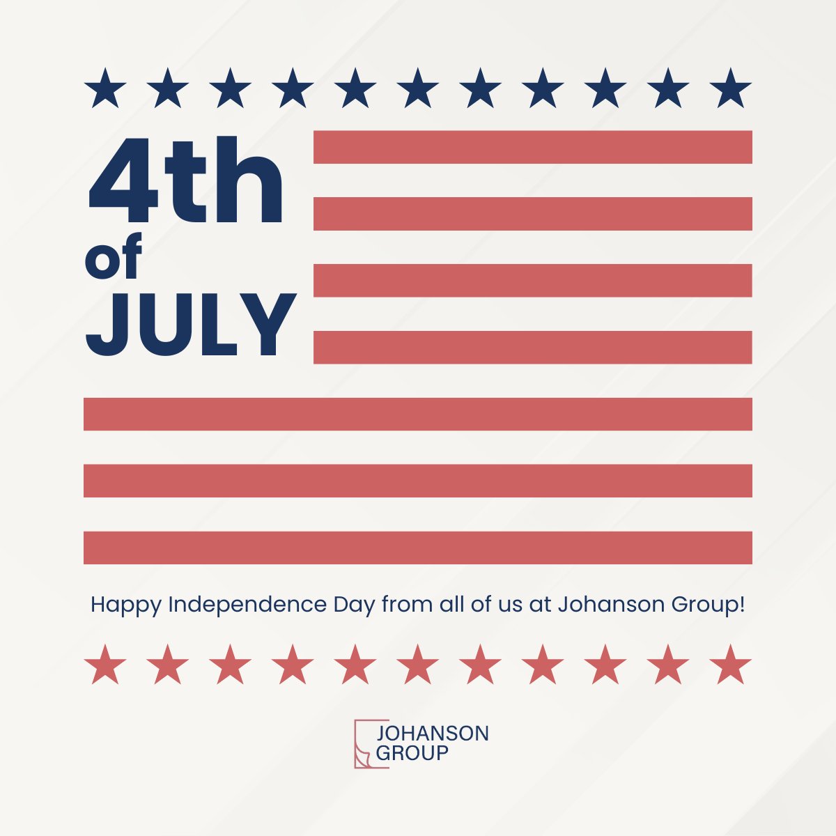 Wishing everyone a very Happy Independence Day! The Johanson Group team hopes you have a wonderful time celebrating with family and friends, reflecting on the values of freedom and community. Enjoy the festivities!

#IndependenceDay2025 #July4thCelebration #JohansonGroup