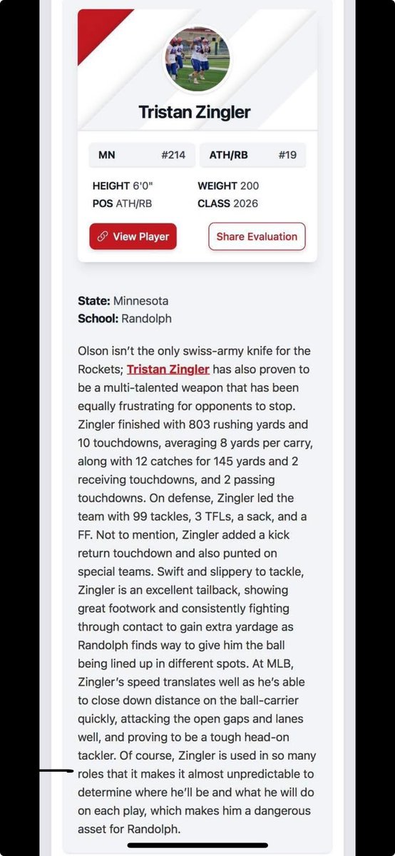 Thank you <a href="/PrepRedzoneMN/">Prep Redzone Minnesota</a> for the write up
<a href="/RandolphFB/">Randolph Rockets Football</a>