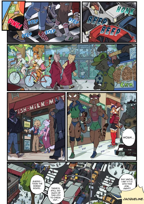 most complex comic page i've drawn so far.. i drew a lot of kitty people 