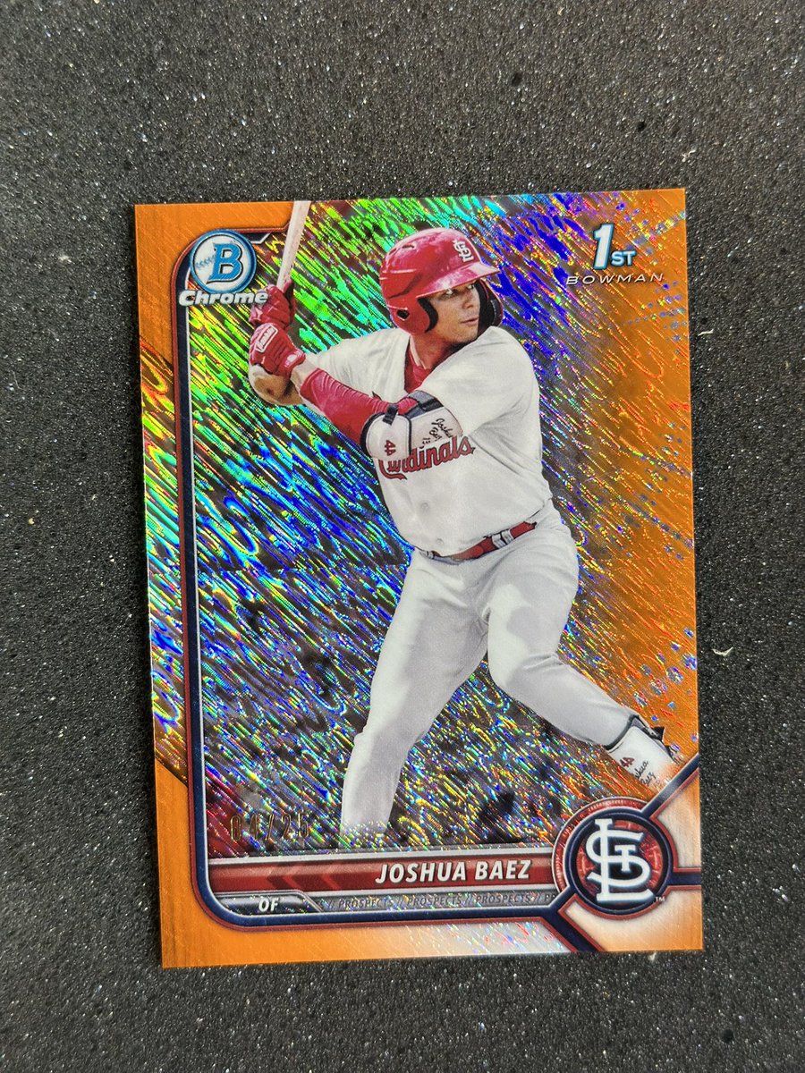 WHuff0626's tweet image. Joshua Baez 2022 Bowman - FS
Prices:
Orange Shimmer /25 - $30
Orange Mega /25 - $30
1/1 Plate Yellow - $50
Shipping: Add $5 BMWT