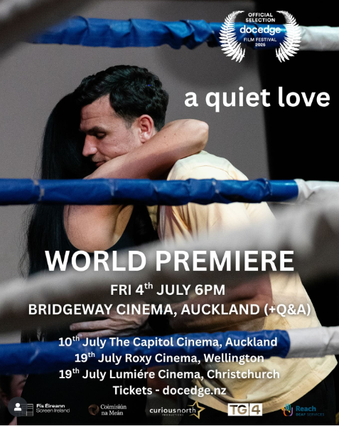 IrelandinNZ's tweet photo. We're delighted to be supporting the screening of A Quiet Love at the Doc Edge Festival. This is the first film predominantly in Irish Sign Language.

You can find tickets for all screenings this July at https://t.co/GEE4jOA60E 💚☘ https://t.co/kQO6BVDUvd
