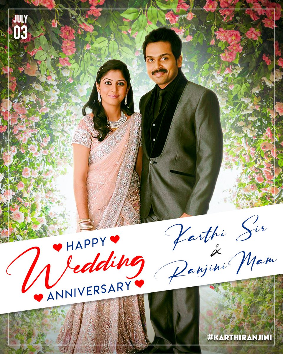 KFC_Telugu's tweet image. • Happy 14th Wedding Anniversary to our @Karthi_Offl Anna & #Ranjini Anni ❤️🤩 Wishing lot more years of happiness & Joy! 🥳💐
#KarthiRanjini #karthi @MKB_SANTHOSH23 @RKannanKFC #karthifans #karthufansclub