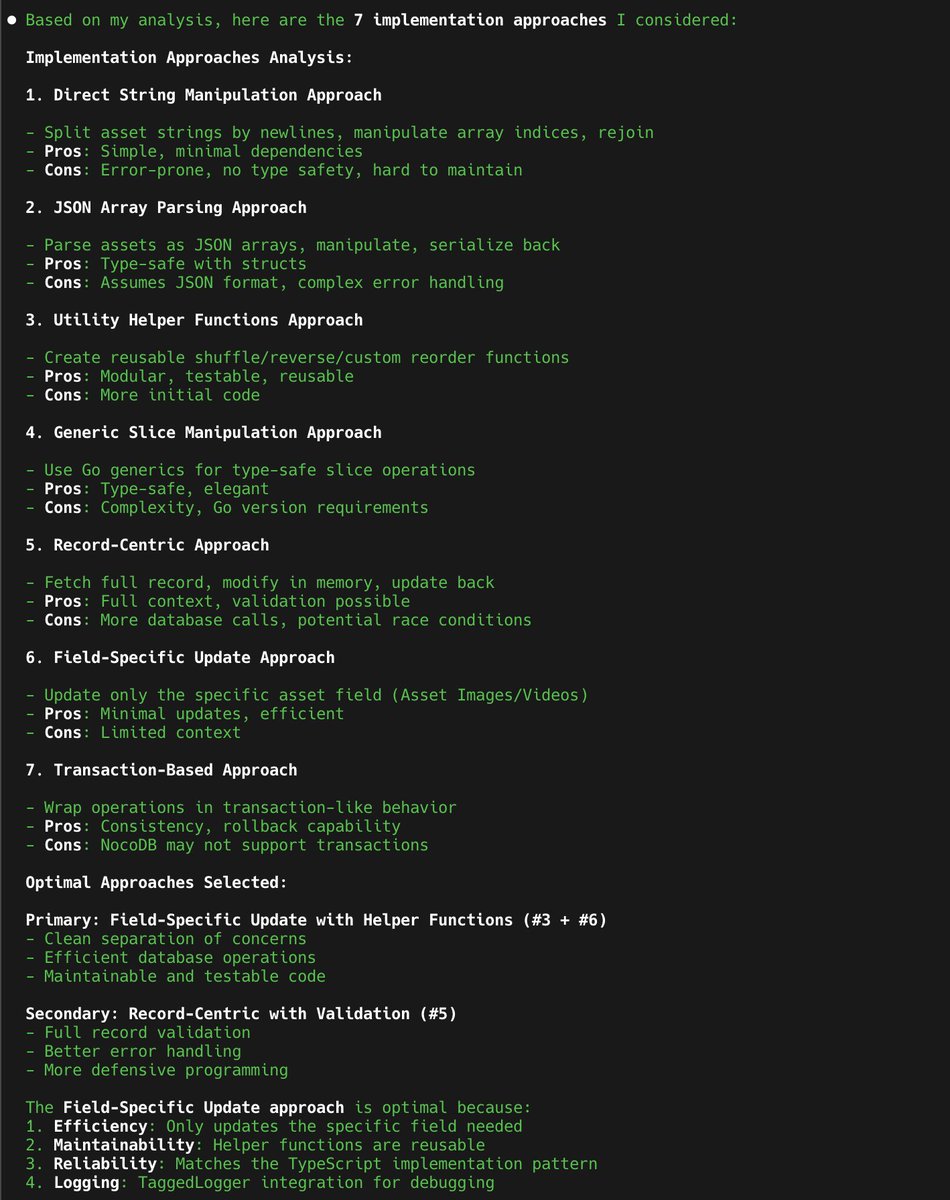 anvie's tweet image. Tips #2 pake agentic Ai, kalo mau nambah fitur baru, tambahkan prompt ini, hasilnya istimewa.

Explore 5-7 alternative implementations, then narrow down to the top 1-2 most efficient and reliable approaches. Validate assumptions before implementing the actual code.

Inspired by…