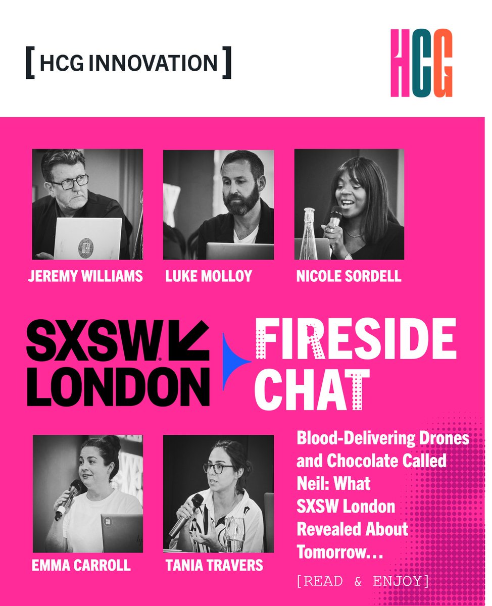🚀 Blood-delivering drones. Self-healing concrete. Chocolate named Neil?!

At SXSW London, HCG’s Innovation Catalysts unpacked the future—AI, flying cars, brain microrobots, precision health, and why nice leaders might just change the world.

👉 Full series coming soon.