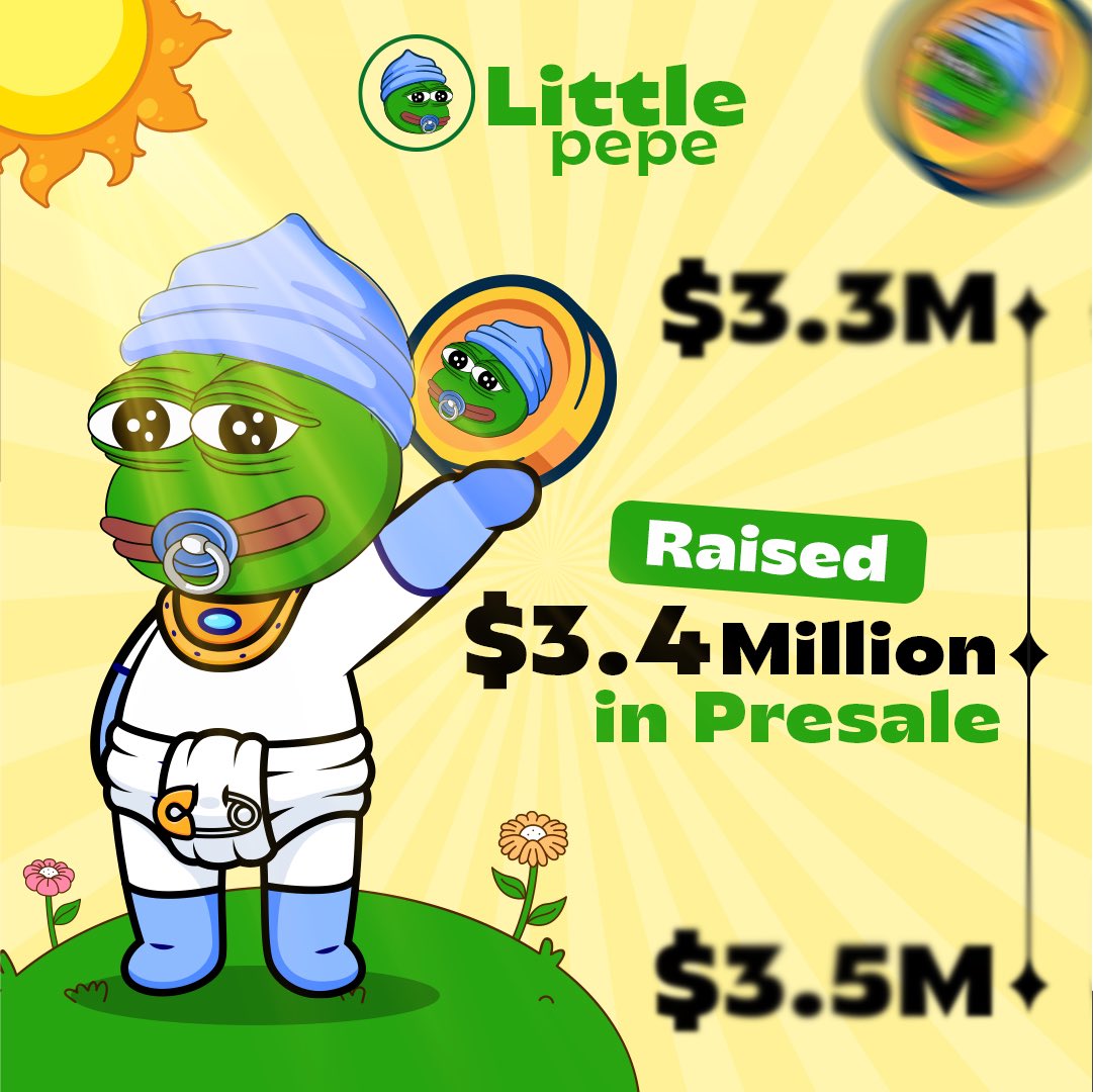 littlepepetoken's tweet photo. 🚨 Milestone Unlocked! 🚨

Little Pepe Presale crosses $3.4M 💥💚

Huge thanks to our amazing community for the love and support! 🙌

🔥 Be part of the meme revolution.

👉 Join the $LILPEPE Presale now: https://t.co/wdpenWFzem https://t.co/z4xU9epU6A