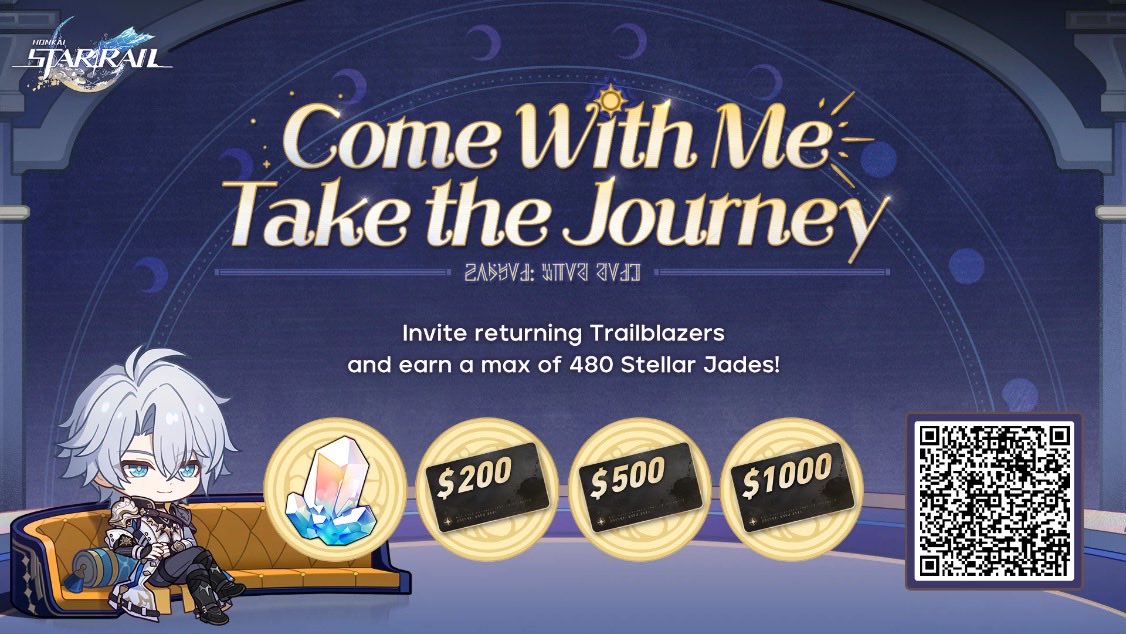 Invite returning Trailblazers to link up with your invitation code and log into the game to win Stellar Jades, gift cards, and other surprise rewards
