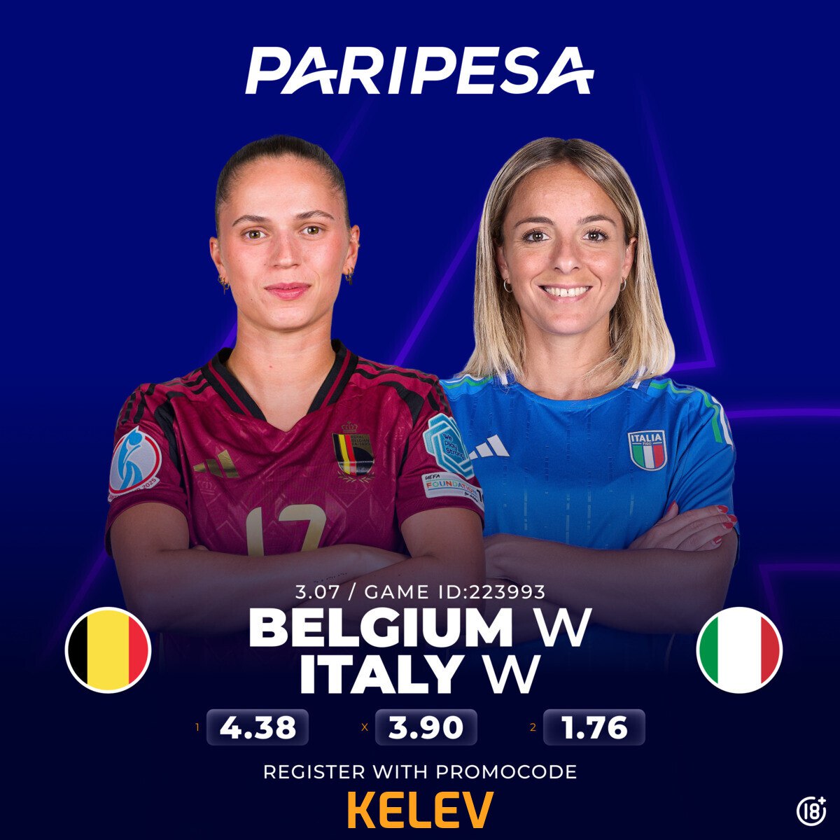 CalebianR's tweet photo. Today you need luck!
Belgium W vs Italy W tonight…
I haven’t even placed my bet yet but I can already feel heartbreak loading 😭💔.
👇
Use promo code: KELEV for your lucky bet!
🔗 https://t.co/l2YDZyMmvH
#Paripesa #KELEV #WomenFootball #ThursdayFeeling #Euro2025
#FIFACWC https://t.co/uObkElwXiE