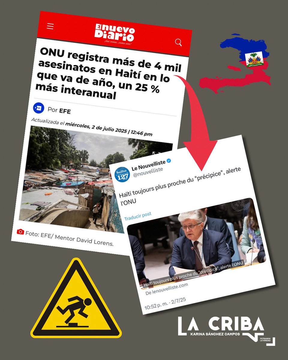 Karina SánchezCampos (@karisanchezc) on Twitter photo ⬆️24 % asesinatos Haití, y desplazados…
Cada vez más cerca precipicio, advierte ONU.
Nada como empujón de ambigüedad y laxitud para asegurarse caer en él.
Más intervenciones, peores condiciones…
Empujando Haití sin haitianos y solución dominicana a problemas de los haitianos. ⬆️24 % asesinatos Haití, y desplazados…
Cada vez más cerca precipicio, advierte ONU.
Nada como empujón de ambigüedad y laxitud para asegurarse caer en él.
Más intervenciones, peores condiciones…
Empujando Haití sin haitianos y solución dominicana a problemas de los haitianos.