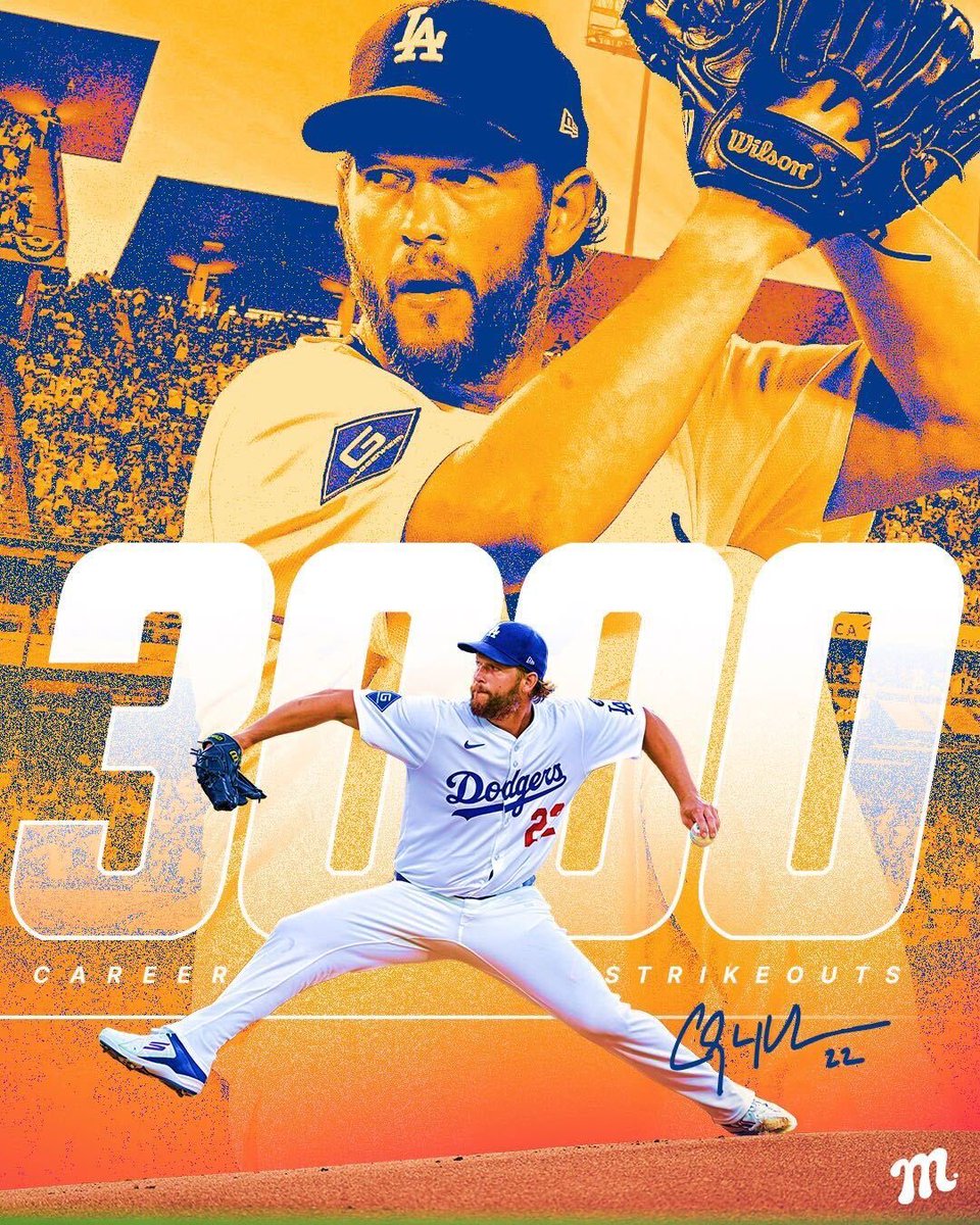 Congratulations to Mustard athlete Clayton Kershaw on becoming the 20th pitcher in MLB history to reach 3,000 strikeouts!