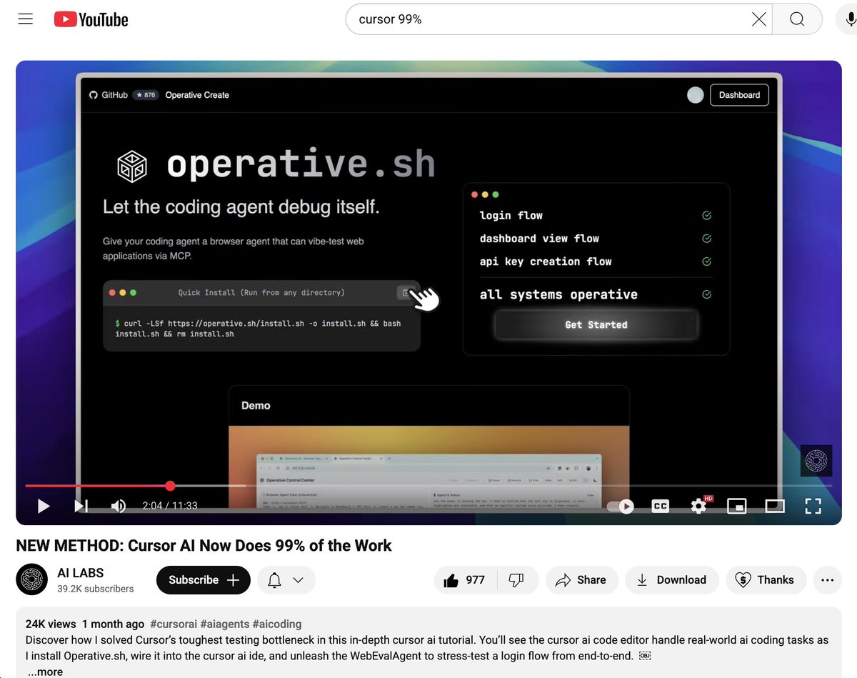 Christopher Settles (@never_settles_) on Twitter photo Excited to announce that the <a href="/operative_sh/">Operative Sh</a> browser agent QA MCP server has now crossed over 1K github ⭐s, and over 3K+ active users.
Because of our open source nature, people just started making youtube videos about us. This was super helpful for growth!
More coming soon! 🚀🚀 Excited to announce that the <a href="/operative_sh/">Operative Sh</a> browser agent QA MCP server has now crossed over 1K github ⭐s, and over 3K+ active users.
Because of our open source nature, people just started making youtube videos about us. This was super helpful for growth!
More coming soon! 🚀🚀