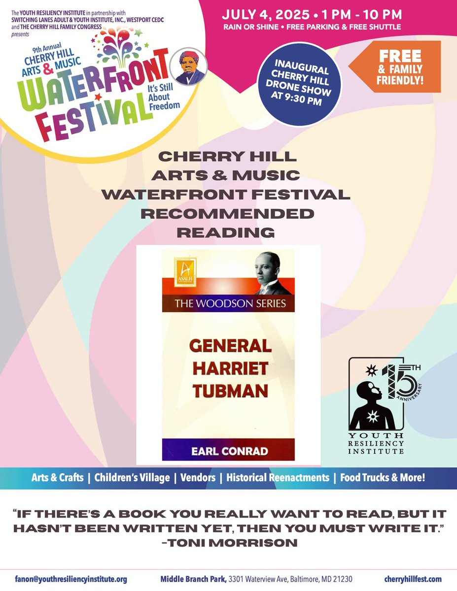 #FreeFestival
#itsStillAboutFreedom 
#SouthBaltimoreStrong
#HarrietTubman203
#InauguralDroneShow
#HeritageFestival
#SupportBlackFestivals
#ArtIsEssentialBusiness
#MiddleBranchPark
#HistoricCherryHill
#YouthResiliencyInstitute