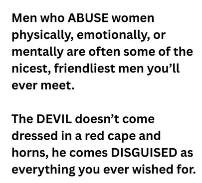 NarcissistBox's tweet photo. And WOMEN who abuse....! #covertnarcissists #abuse #women #devil #jezebel #con #trickery #lovebombing #badmen https://t.co/WX6SHXAQkg