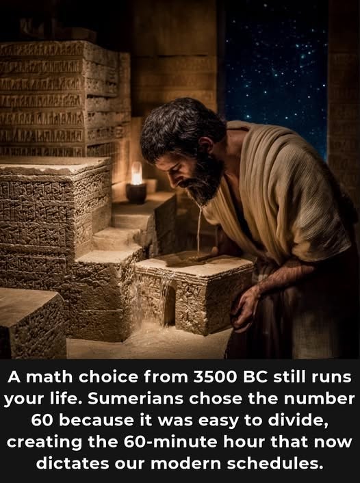 The reason our clocks have 60 minutes, and our minutes have 60 seconds is because of a mathematical choice made by the ancient Sumerians around 3500 BC.

This civilization in Mesopotamia used a sexagesimal system, which is a numeral system with a base of 60.

They didn't choose