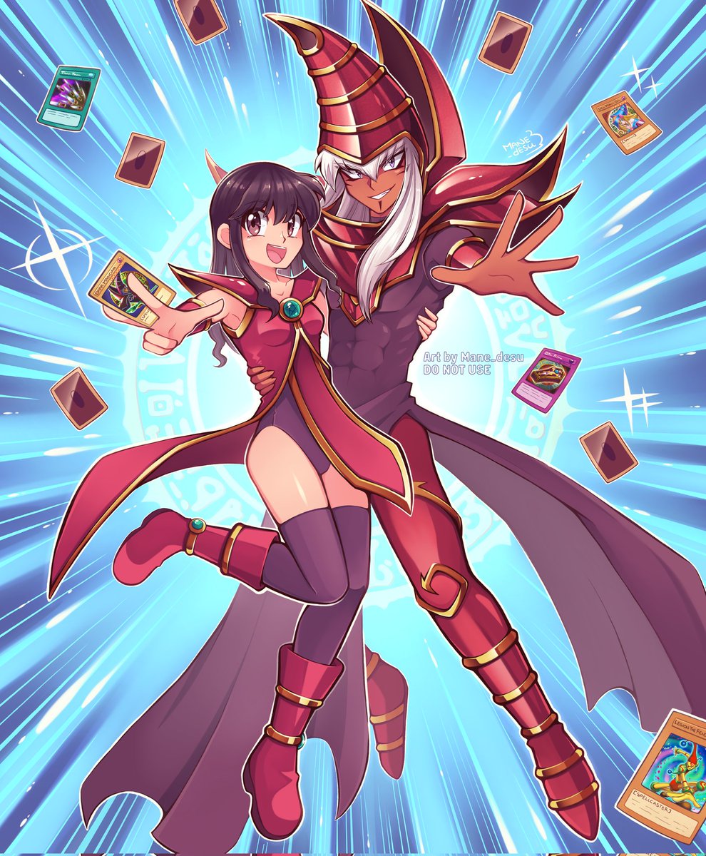 Mahne, the crimson duelist 💖🔥 And my signature card is Dark Magician Arkana, of course 🫶
