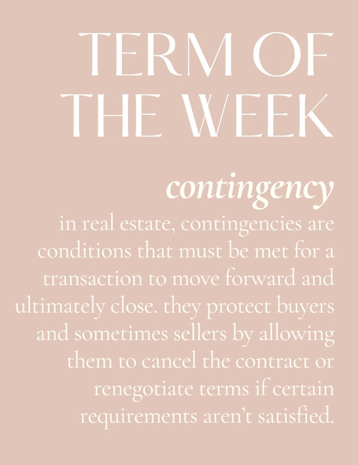 GreatFindsNH's tweet photo. Contingencies in real estate are conditions that must be met for a transaction to move forward and ultimately close. They protect buyers and sometimes sellers by allowing them to cancel the contract or renegotiate terms if certain requirements aren’t satisfied. https://t.co/uLxb4ZZj6v