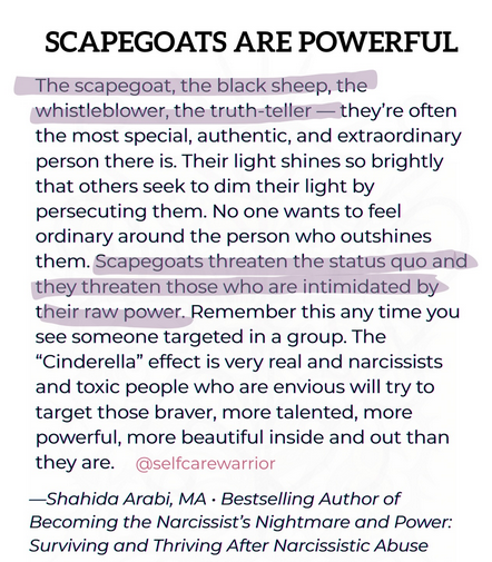 NarcissistBox's tweet image. #scapegoat #whistleblower #blacksheep #truthteller #mentalhealth #thursdaymotivation