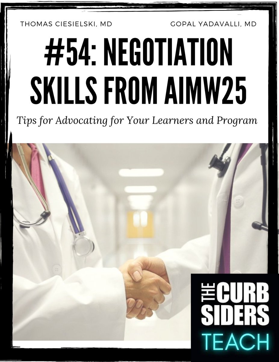 CurbsidersTeach's tweet image. 🎙 New episode! #54 Negotiation Skills from #AIMW25
Want to negotiate like a pro? 💼 Learn how to advocate for your learners & program with confidence.
thecurbsiders.com/teach
#MedEd #Negotiation #Leadership #ClinicianEducator #CurbsidersTeach