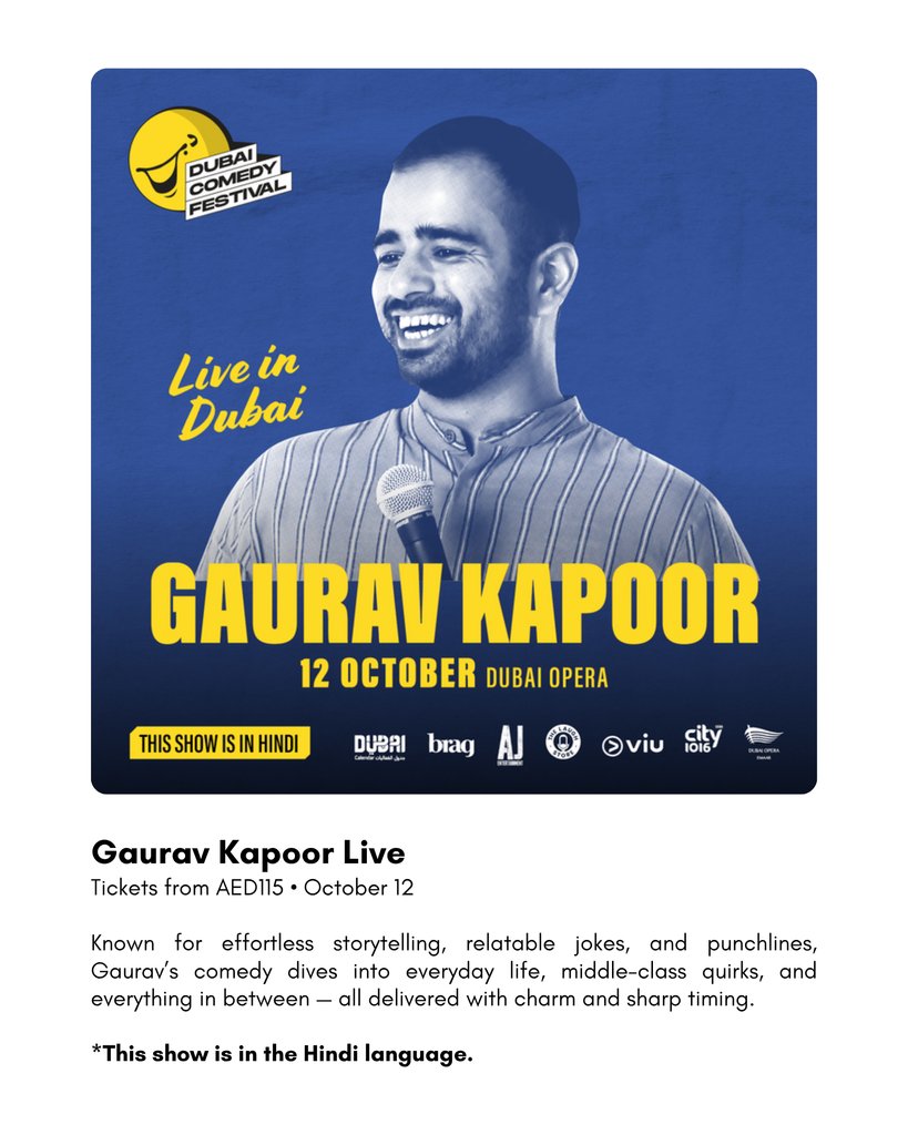 The Dubai Comedy Festival lineup just dropped, and it’s exactly what we all need right now—lots of laughs with some of the funniest people around! 😂 

🔗 Tickets are now available online, be the first to book via Platinumlist App or Link in Bio. 

#TicketsOutNow
