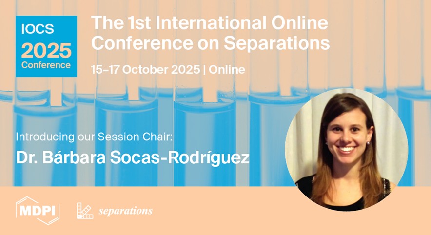 Separations MDPI (@sep_mdpi) on Twitter photo 📢 The 1st International Online Conference on Separations has determined its S4 session chair, Dr. Bárbara Socas-Rodríguez from the University of La Laguna! Meet her and engage with the latest research in Separation Science on 15-17 October 2025.
👉🏻  brnw.ch/21wTRpi. 📢 The 1st International Online Conference on Separations has determined its S4 session chair, Dr. Bárbara Socas-Rodríguez from the University of La Laguna! Meet her and engage with the latest research in Separation Science on 15-17 October 2025.
👉🏻  brnw.ch/21wTRpi.