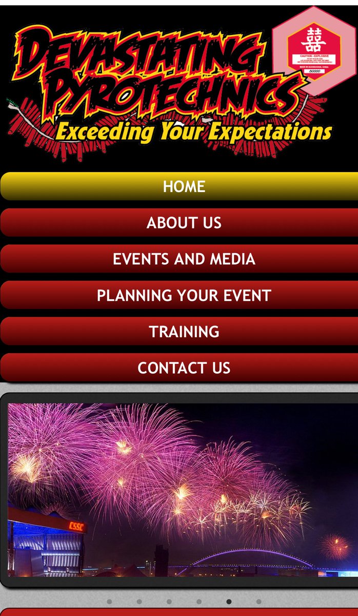 madisenkeavy's tweet photo. The website for Devastating Pyrotechnics earlier today vs. now. 

I’m told this is the only statement we’ll get now, no other questions answered. @CBSSacramento https://t.co/qXM3JPKibA