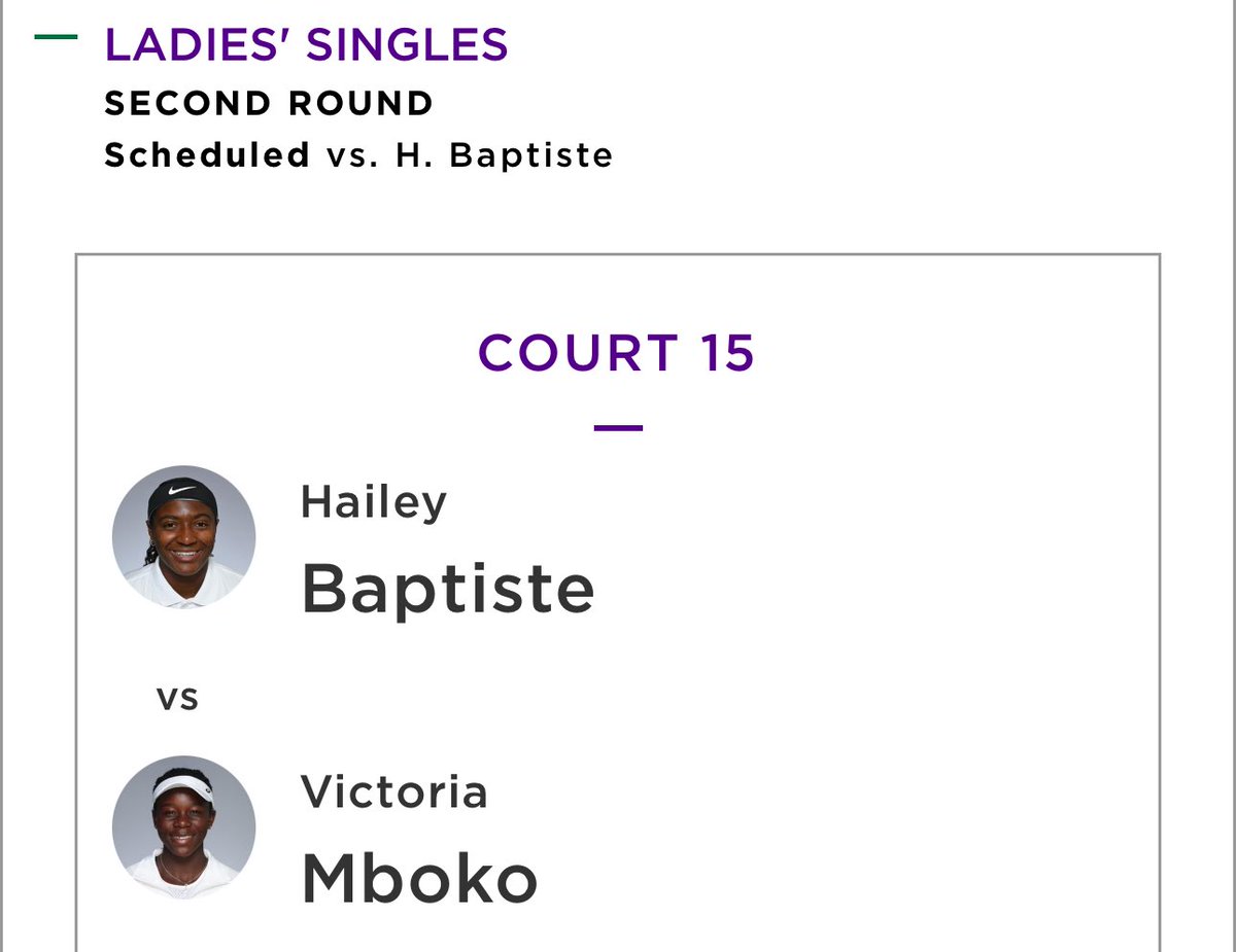 mbokodaily's tweet image. 🇨🇦 victoria mboko faces 🇺🇸 hailey baptiste in the second round of wimbledon today!
they will play on court 15, second up, after a mens match.