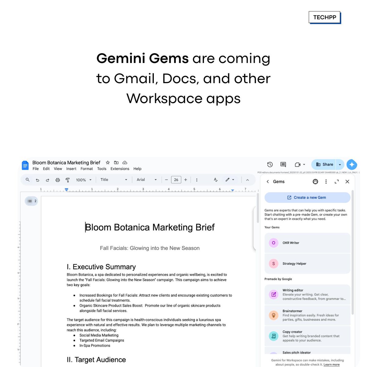 techpp's tweet image. Gemini Gems are coming to Gmail, Docs, and other Workspace apps

#GoogleGemini #WorkspaceAI #Gems #GeminiUpdate