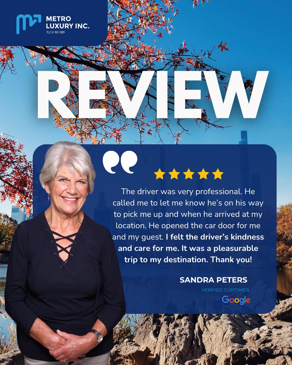 Five stars and full hearts! We love hearing your feedback—thank you for trusting us to keep you moving safely and comfortably. Ready to experience the difference?

#FiveStarService #CustomerLove #TrustedRides #HappyRiders #QualityCare #MetroLuxury