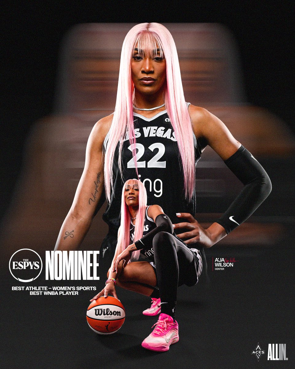 The U'nanimous M'VP and first player to score 1'000+ points in a single season is nominated for Best Female Athlete and Best WNBA Player Awards at the 2025 <a href="/ESPYS/">ESPYS</a>! ✨

VOTE NOW 👉 espn.com/espys

<a href="/_ajawilson22/">A'ja Wilson</a> // #ALLINLV