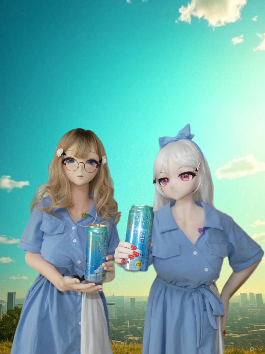 ＃等身大ドール　＃WMdoll ＃金麦　
＃ビー玉色の青い空　　
新生、蒼いドリンクが持っているのはこの夏限定の金麦、「ビー玉色の青い空」です！
夏らしい爽やかな味で口当たりが軽くて美味しいんですよ！
本来はキリン派ですが毎年夏の限定醸造の金麦はある意味定番になっています！(o^^o)