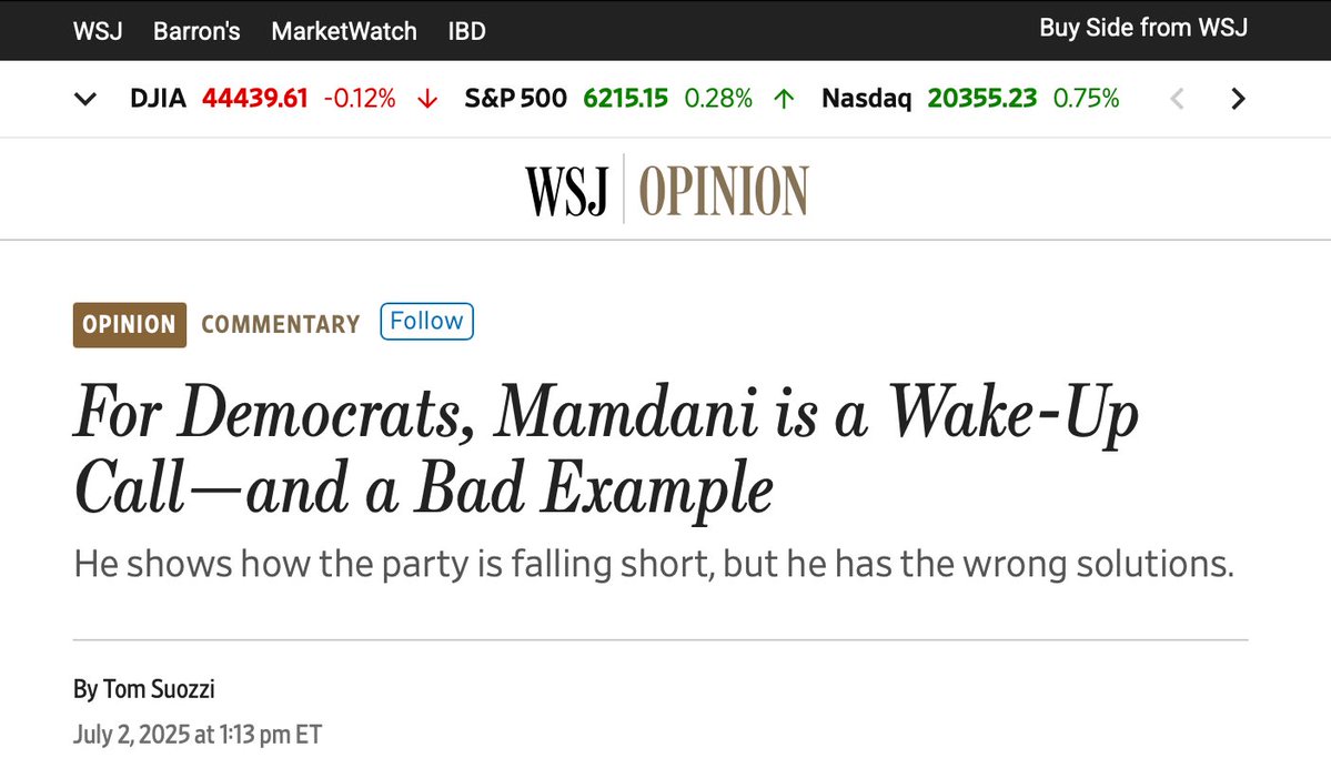 Tom_Suozzi's tweet image. “Democrats can embrace the need to address the people’s angst about the economy and affordability without embracing the socialism of Mr. Mamdani or the extremism of Mr. Trump.”
wsj.com/opinion/for-de…