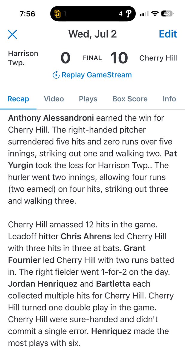 372 with the win today to bring us to 7-1 on the season. Enjoy Independence Day and we are right back at it for our 2nd gauntlet run on Monday! #legionbaseball