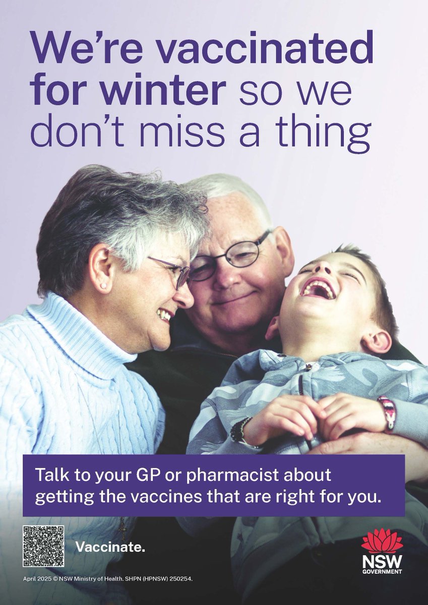 Don't miss a thing this winter – protect yourself and others by getting vaccinated. 
💉 COVID-19 &amp; flu can seriously impact people 65+
📅 Check Covid booster eligibility: buff.ly/fVOkIS2
More influenza info in languages: health.nsw.gov.au/Infectious/fac…