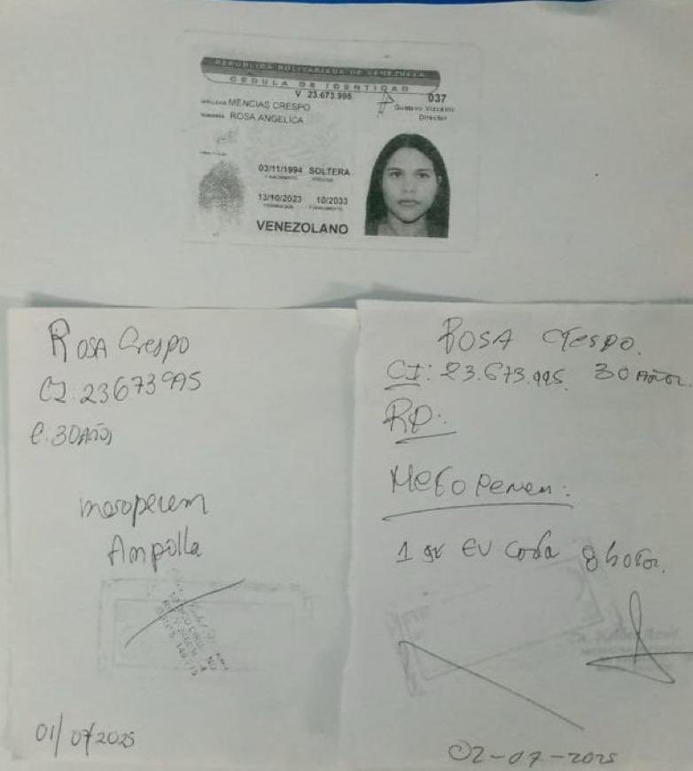 Buenas noches. Rosa tiene 31 años y ya tiene un mes hospitalizada en el hospital Pérez Carreño. Está solicitando en donación, seis ampollas de meropenen de 1 g, ya que no cuenta con los recursos. Debe comenzar el tratamiento mañana. Si alguna institución o particular las tuviese,