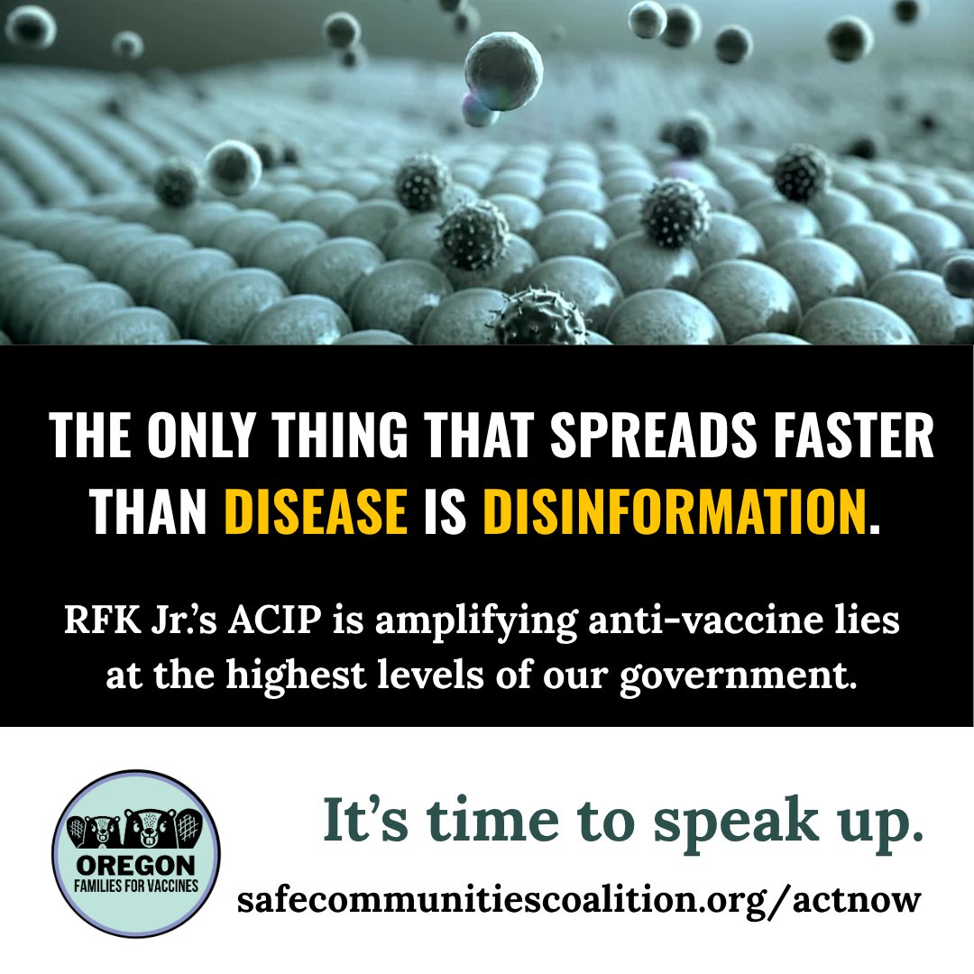 Only one thing spreads faster than viruses: disinformation. And now, RFK Jr.'s hand-picked ACIP is giving it a national platform.
💥 Contact your federal legislators. Demand accountability and science-based leadership. Then join us in amplifying the truth.
safecommunitiescoalition.org/actnow