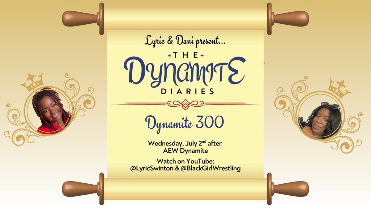 LyricWrestling's tweet photo. Join @danidontmiss and I for The Dynamite Diaries after #Dynamite300 as we recap the show. Don't meet us there, beat us there π
@BlkGrlWrestling | #AEWDynamite https://t.co/qahOXZOULr