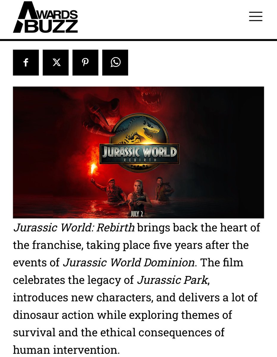 awardsbuzz.com/review-is-jura… #univeralpictures #jurrasicworldrebirth
