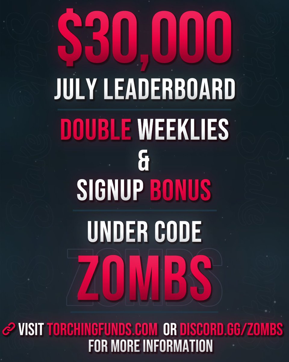 JULY. $30k LB,  Double Weeklies, Signup bonus <a href="/Stake/">Stake.com</a> 

 $50 to 5 people that rt + comment stake username.