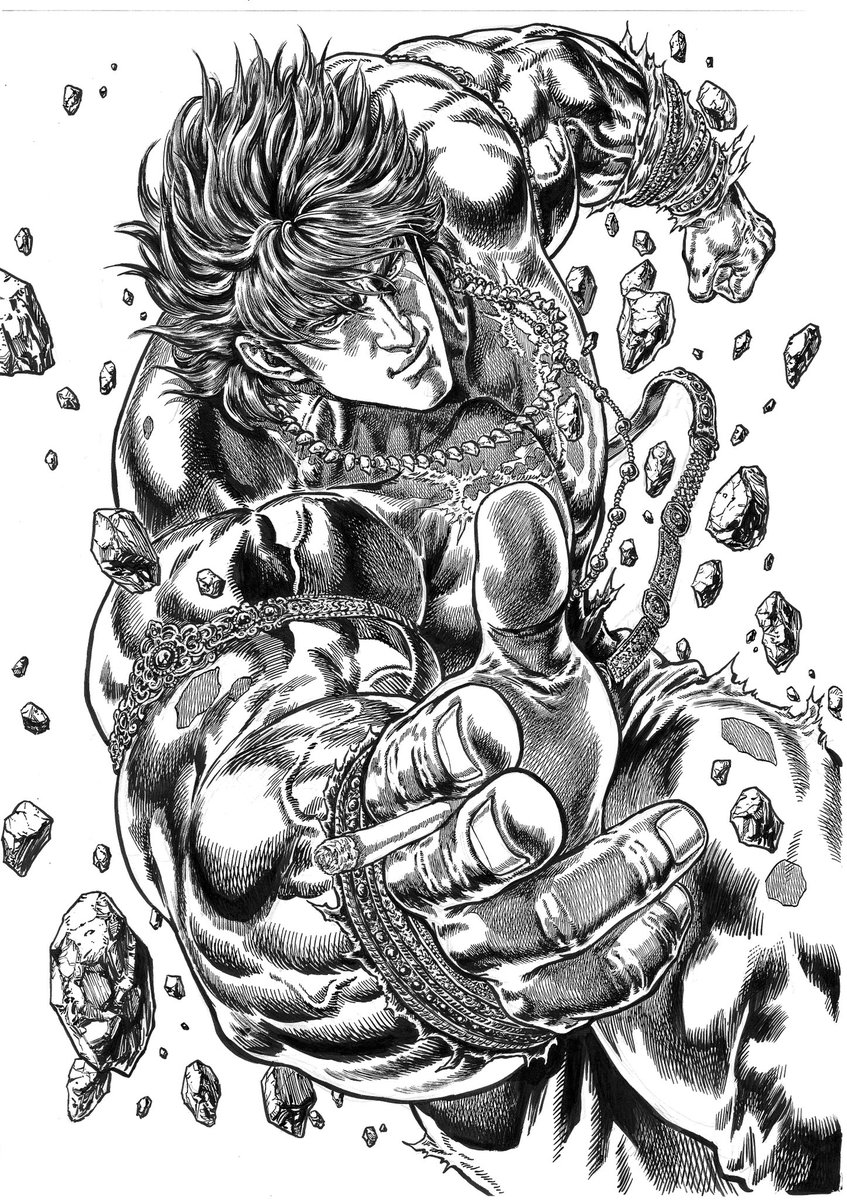 Cyborg_H2G's tweet image. 蒼天の拳リジェネシス5巻表紙
カラー🎨
線画✒︎
ラフ✏️
ちなみに今月7月25日発売のコミックゼノン9月号の表紙も描いてます!
なんとなく往年の北斗の拳の表紙もイメージして描きました。
北斗vs極斗の衝撃展開が掲載されます🔥
ぜひゼノンも入手していただけたら嬉しいです☺️…
