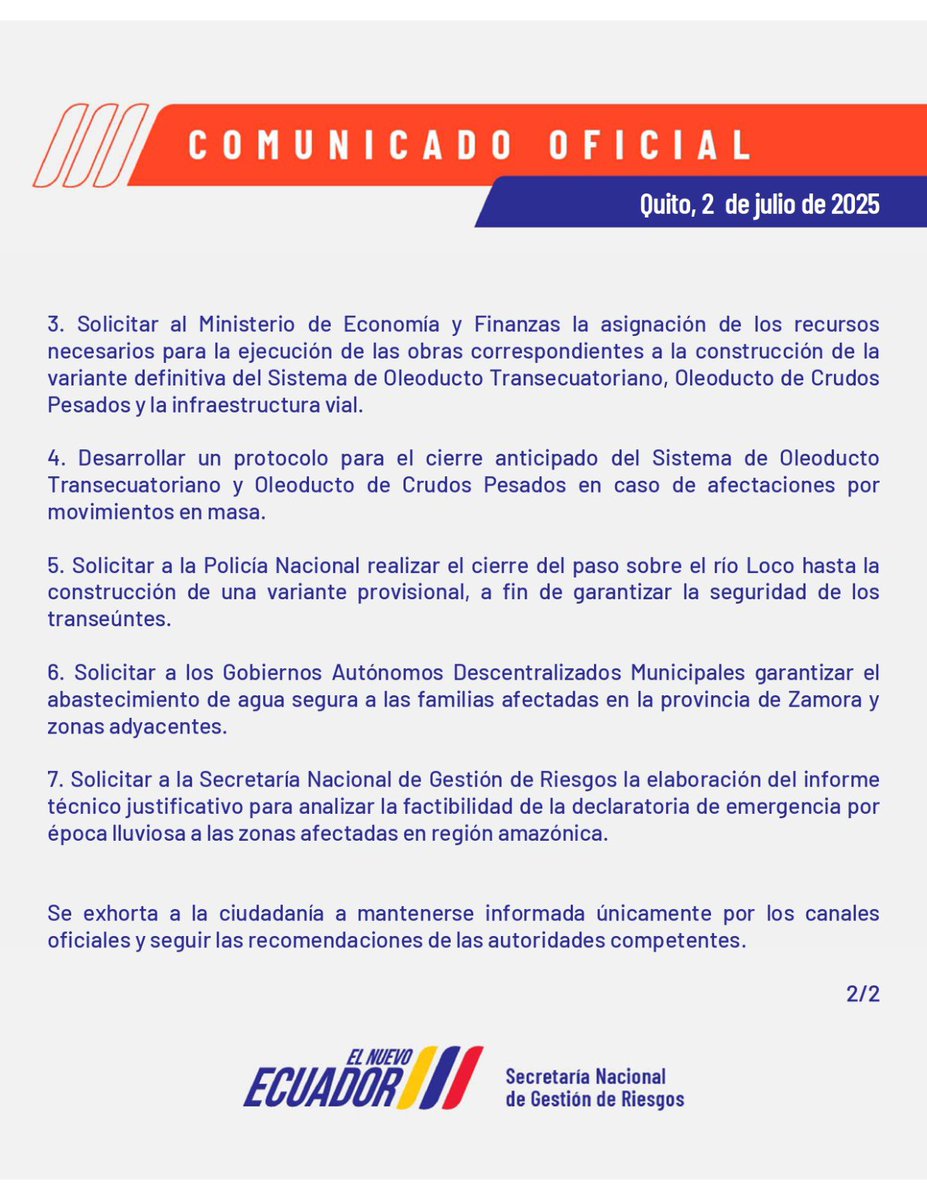 Riesgos_Ec's tweet photo. A la ciudadanía:

#ElNuevoEcuador https://t.co/s40TBKp535