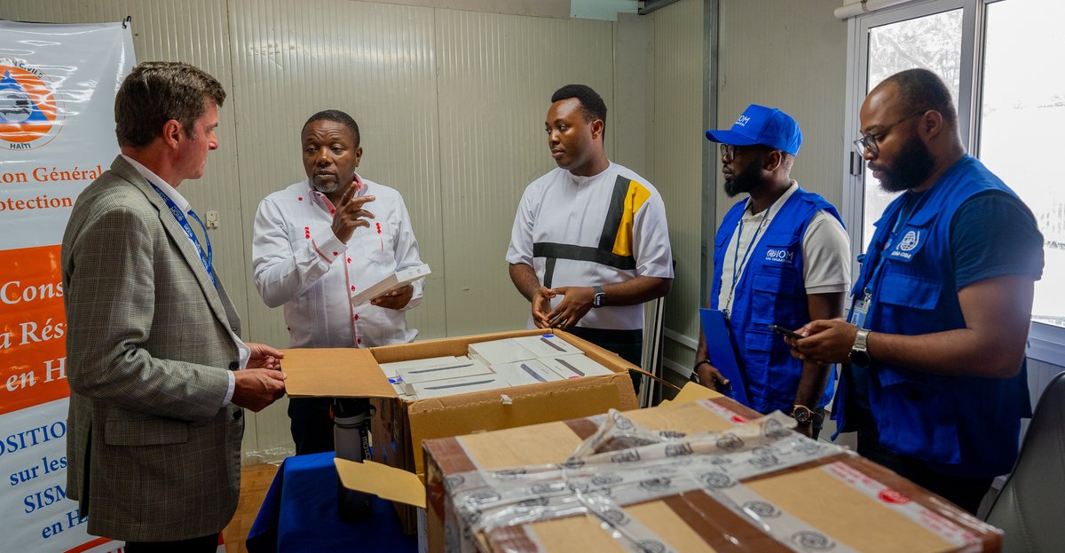 IOM handed over 220 IT devices to <a href="/Pwoteksyonsivil/">Pwoteksyon sivil</a> to strengthen disaster response capacity.

The equipment will be used to assess damage and needs during hazards, especially throughout hurricane season.

The handover was formalized by <a href="/IOMHaiti/">IOM Haiti</a> Chief and DG of Civil Protection.