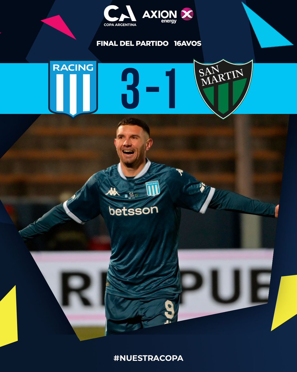 ¡Ganó la Academia! 🔵⚪️💫

<a href="/RacingClub/">Racing Club</a> se impuso ante <a href="/CASanMartinSJ/">Club Atlético San Martín</a> y está en Octavos de Final 👌