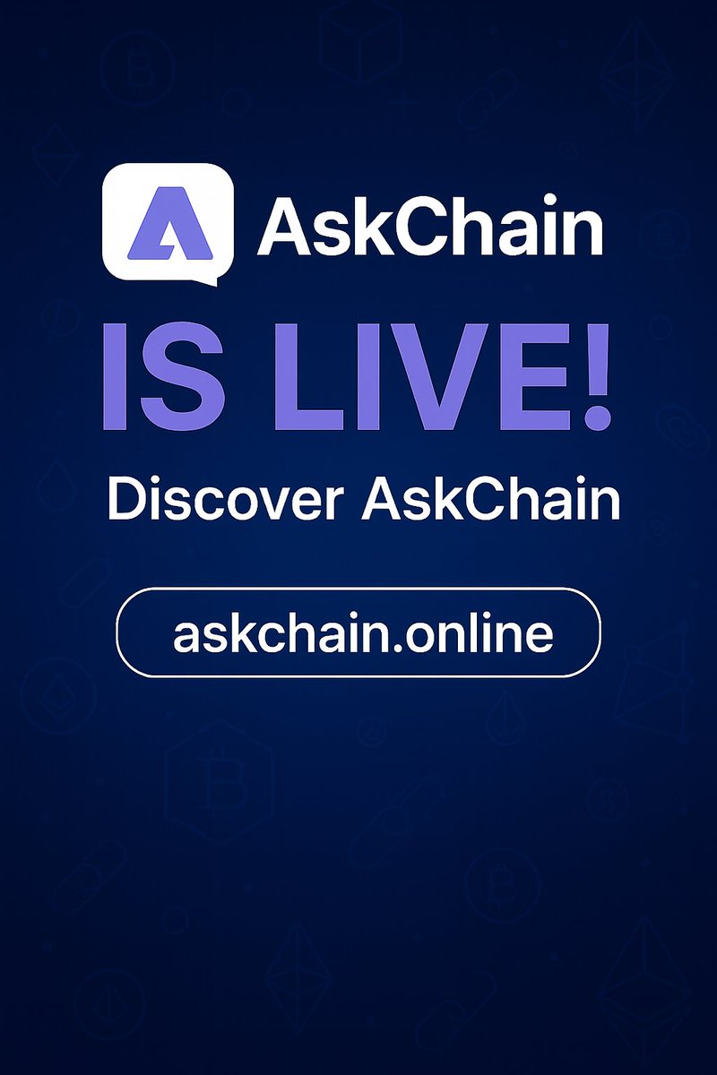 askchain_Coin's tweet photo. 🚀 AskChain website is NOW LIVE!
Visit 👉 https://t.co/I2yHu7jEYc
Smart crypto Q&amp;A, liquidity locked, contract renounced.
Join, ask, earn — the future of knowledge is on-chain! 💎🔮
#AskChain #Web3 #CryptoLaunch https://t.co/BbLBquhvLn