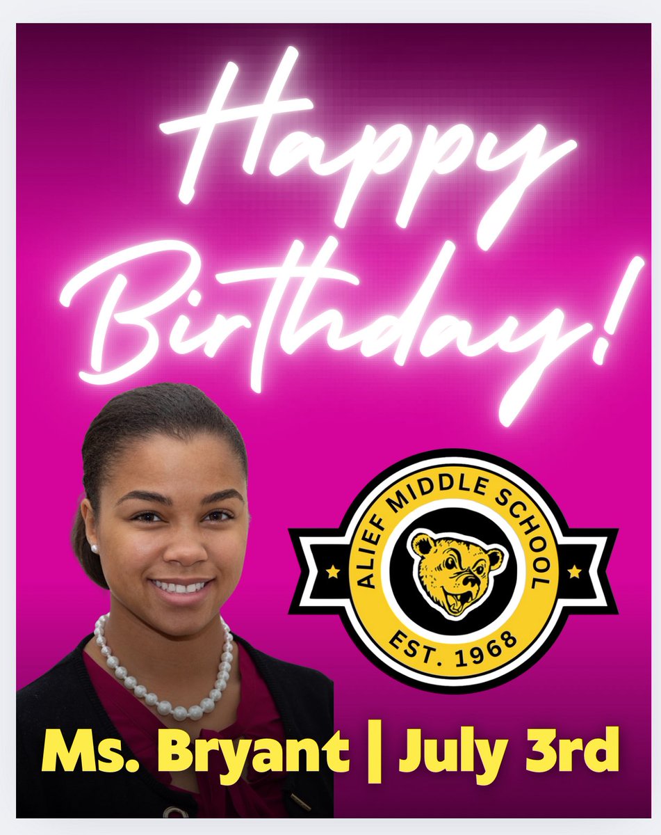 Alief Middle School (@alief_middle) on Twitter photo Happy Happy Upcoming Birthday, Ms. Bryant! | Connect with us: aliefms.aliefisd.net | facebook.com/AMSalief/ <a href="/Sroninub2Newby/">Sharonda Newby, Ed.D</a> <a href="/HeyMrsCarterrrr/">Shonta Henderson-Carter</a> @aliefisd Happy Happy Upcoming Birthday, Ms. Bryant! | Connect with us: aliefms.aliefisd.net | facebook.com/AMSalief/ <a href="/Sroninub2Newby/">Sharonda Newby, Ed.D</a> <a href="/HeyMrsCarterrrr/">Shonta Henderson-Carter</a> @aliefisd