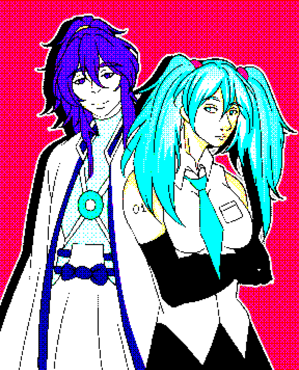 Artist_Joi77's tweet image. i want to show you my pixel work with Miku and Gakupo hehe💜🩵
#artmoots #art #smallartist #Miku #Gakupo #HatsuneMiku #pixelart
