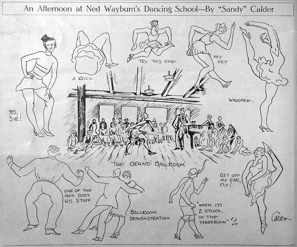 #OTD in <a href="/PoliceGazette/">Police Gazette</a> 1926: Gazette staff illustrator Alexander Calder sketches an afternoon at Ned Wayburn's Dancing School. Wayburn was an early 20th century Broadway choreographer.