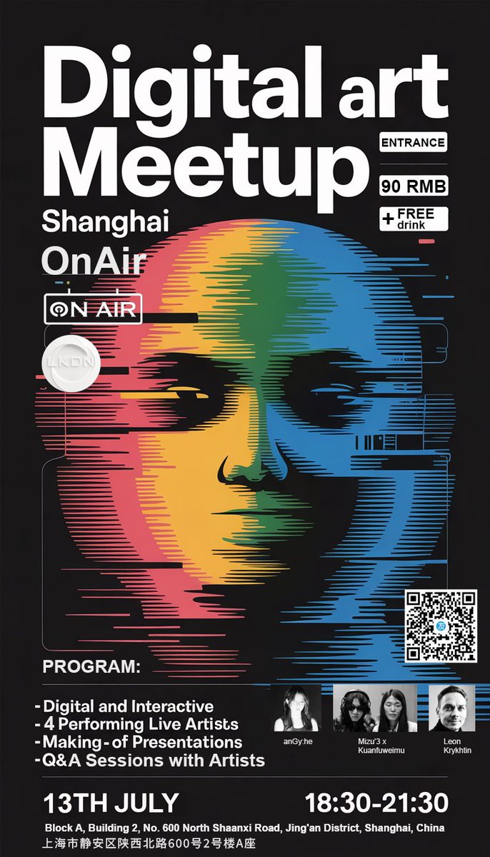 LKrykhtin's tweet image. Hi community!
We have our first Digital Art Meetup in Shanghai coming up soon!
Please register by scanning QR code if you are around and interested: