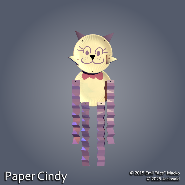 _Jackwald_'s tweet image. #FNaF #FNaF2 #FNaC
M I A U
My models of Paper Candy and Paper Cindy! Paper Candy is based loosely off of a model @Emilmacko made about ten or so years ago, while Paper Cindy is my own design.